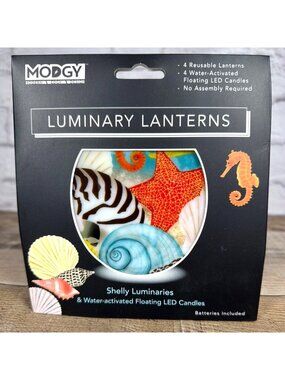 Luminary Lantern Sea Shell Ocean Set of 4 Reusable Floating Flameless LED Candle
